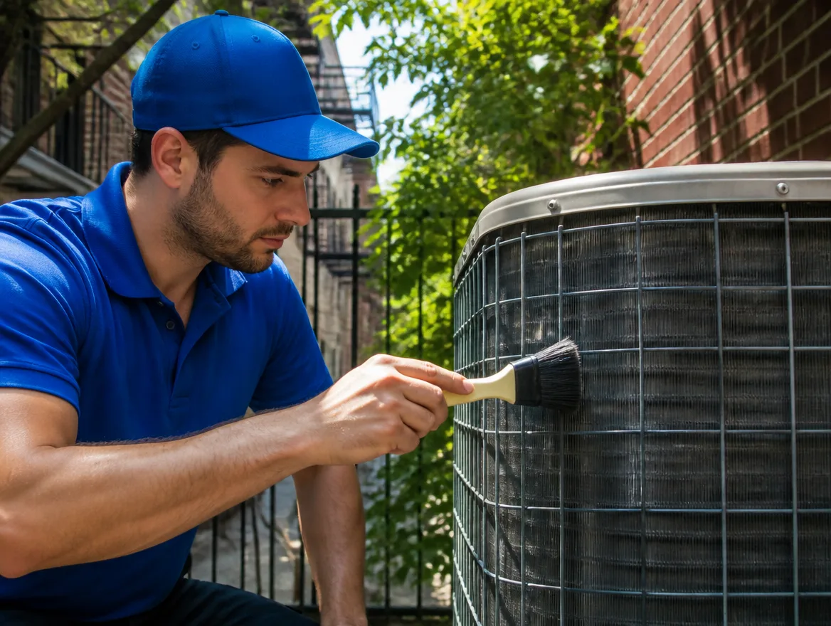 Cleaning an outdoor AC condenser