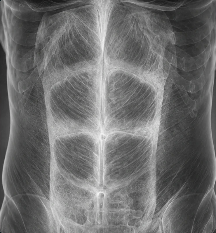 X-ray illustration of the abdomen