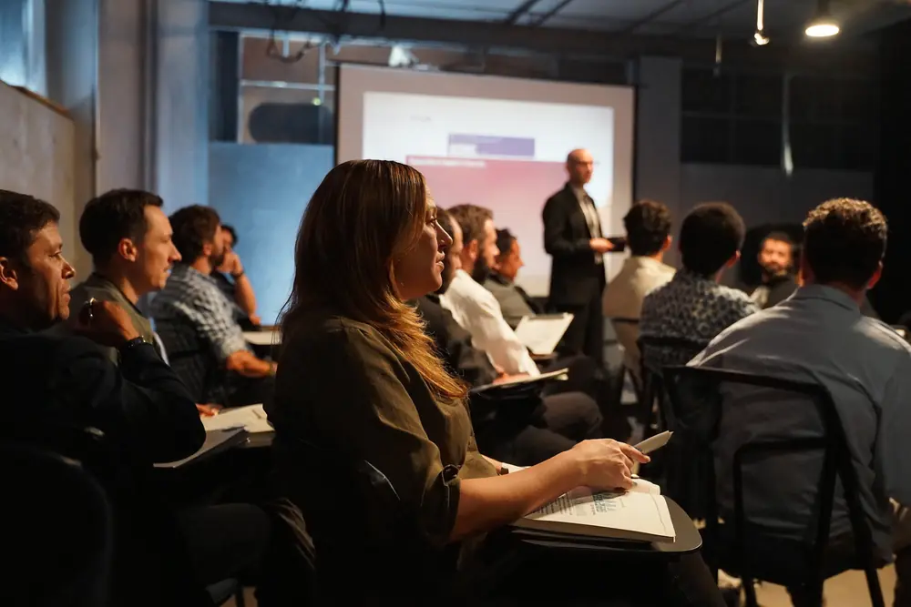 Attentive audience at a talk